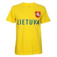 Geltoni sirgalių marškinėliai su užrašu Lietuva ir herbu